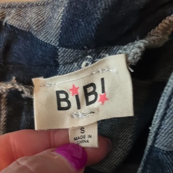 NWOT BiBi Dark And Light Blue Checkered Jumpsuit Oversized Small - Picture 8 of 10